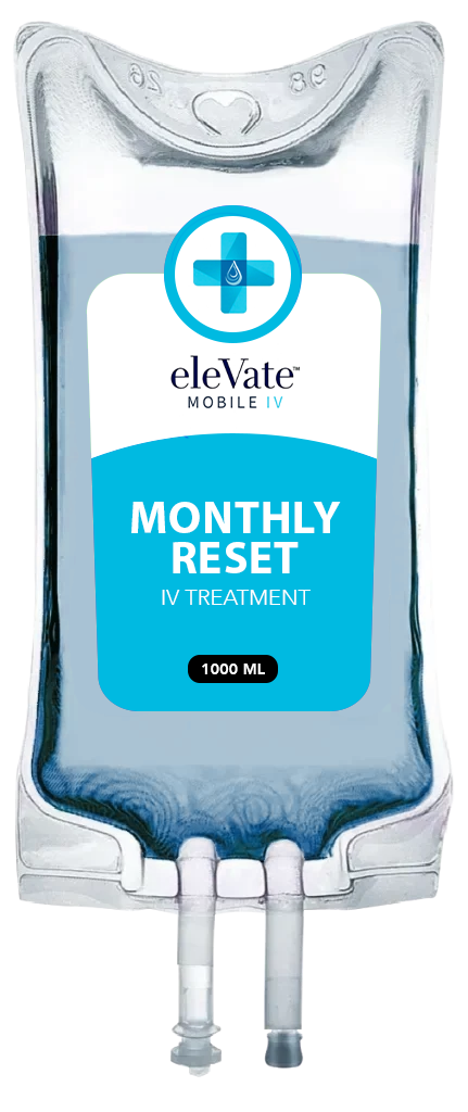 A bag of monthly reset is sitting on a table.