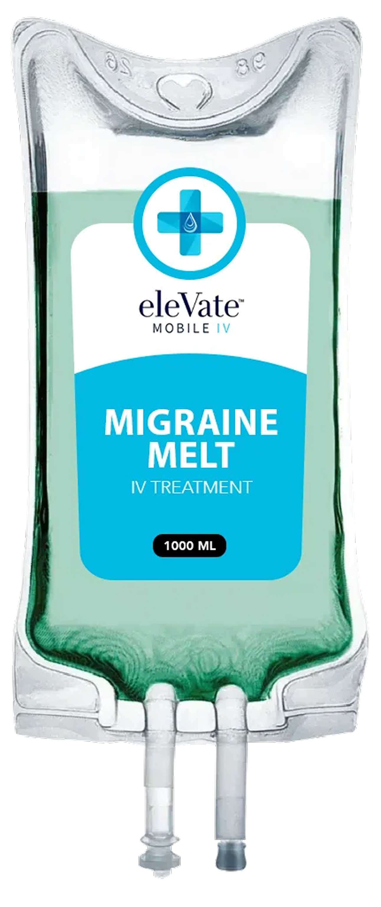 A bag of migraine melt is shown on a white background.