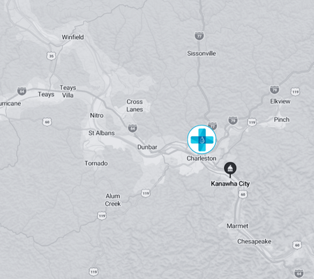 A map showing the location of a hospital in kansas city
