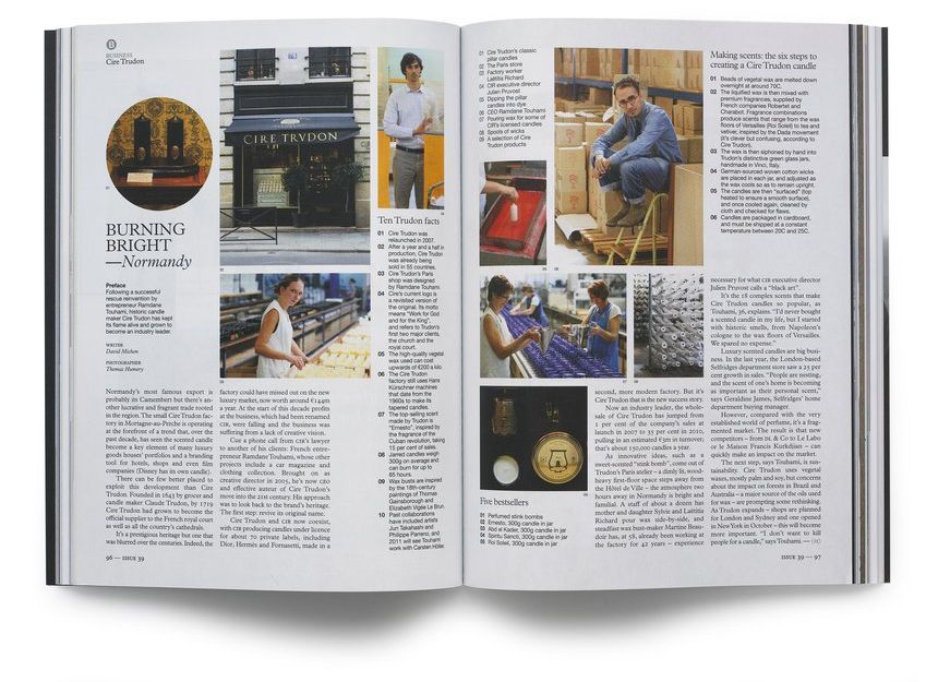 An image of a double spread in Monocle, a magazine featured in a blog post written by The End Creative Agency.