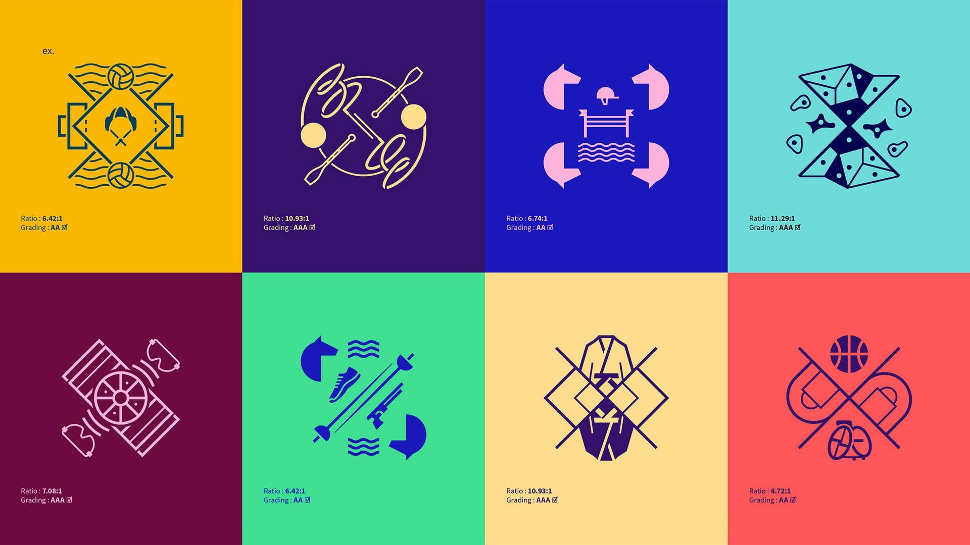 Set of 2024 Olympic sport pictograms shown in an article by The End Creative Agency, a studio based in Perth