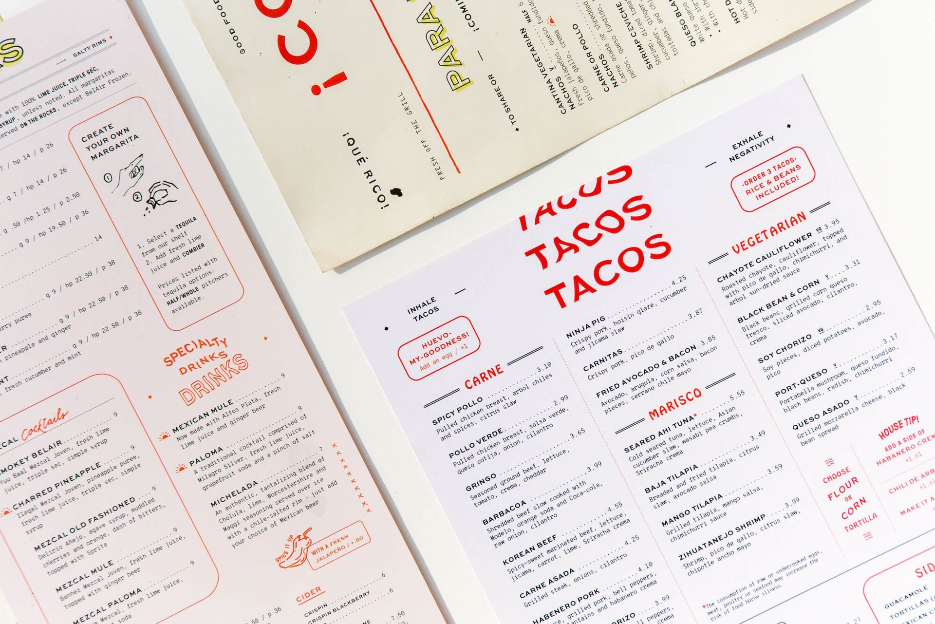 An image of the Belair Cantina menu, showcased in an article written by a menu designer at The End Creative Agency