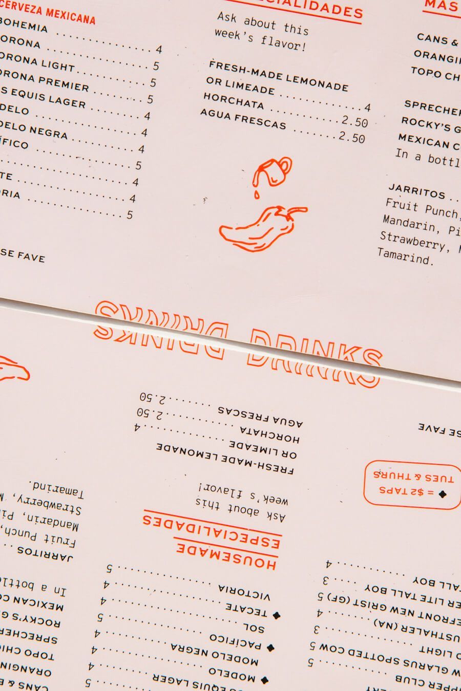 A creative layout of the Belair Cantina menu, featured in an article written by The End Creative Agency, a graphic design agency in Sydney