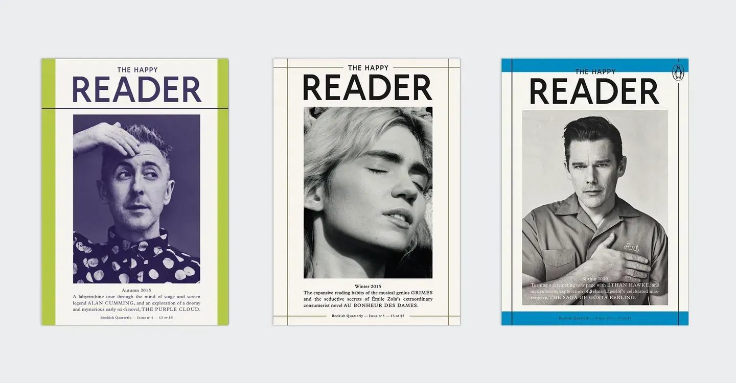 This is an image of the magazine The Happy Reader, featured in a blog post by a magazine designer at