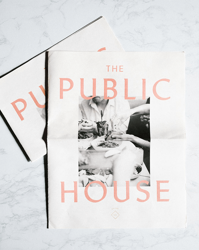 An image of The Public House menu layout, featured in an article by a designer at The End Creative Agency