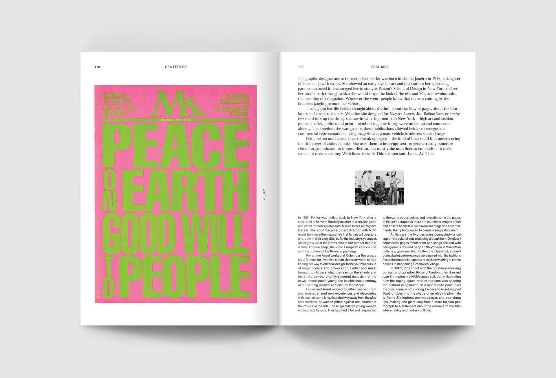 A two-page layout of Riposte magazine, featured in an article by The End Creative Agency, a graphic design agency in Sydney