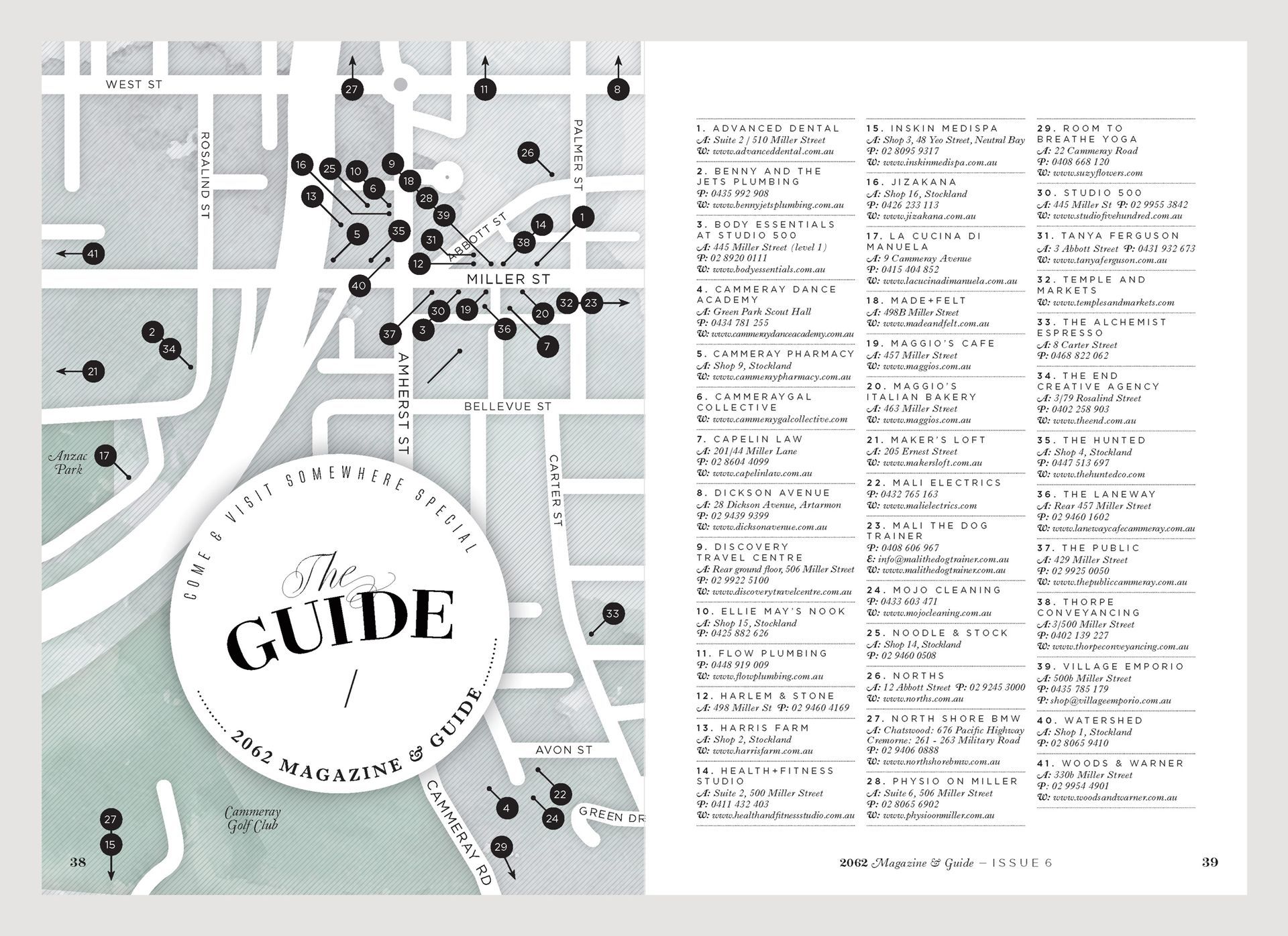 Custom illustrated map of Cammeray featuring local business, designed by the graphic design agency The End Creative Agency in Sydney