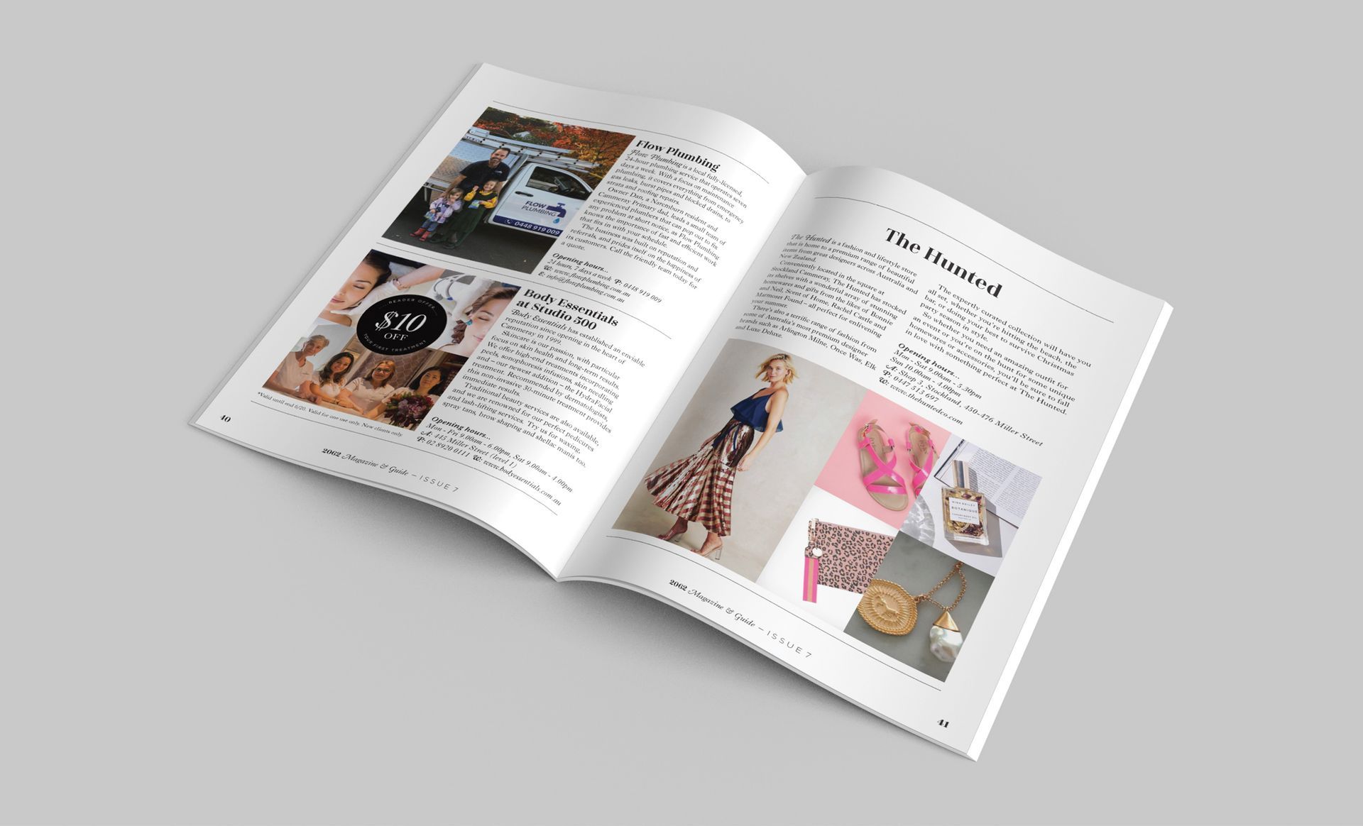 2062 Magazine page highlighting businesses in Cammeray and surroundings, created by the graphic design agency The End Creative Agency in Sydney