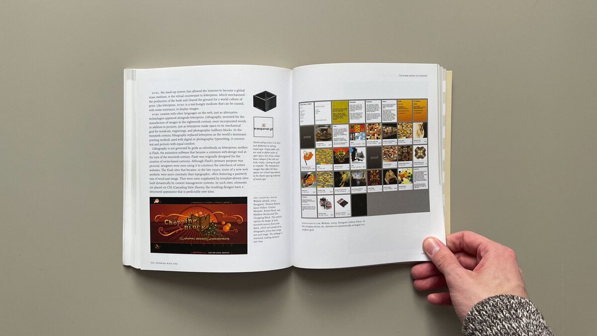 Photography of Ellen Lupton’s book on thinking with type, highlighted in an article authored by a designer from The End Creative Agency.