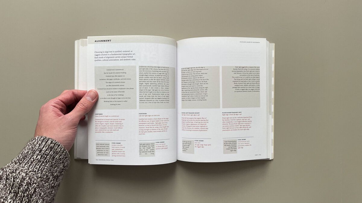 A blog post showcases Ellen Lupton's graphic design book, with commentary from a designer at The End Creative Agency.