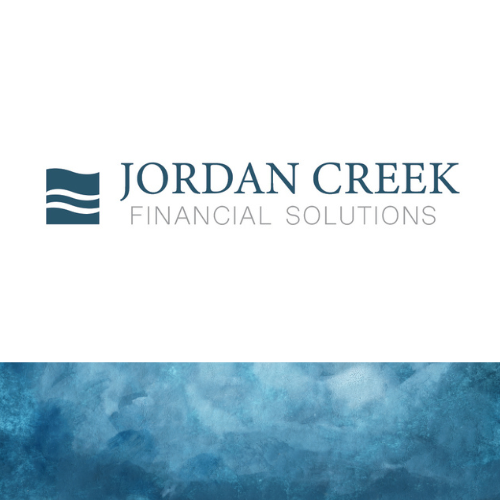 Jordan Creek Financial Solutions logo: blue wave icon with text 