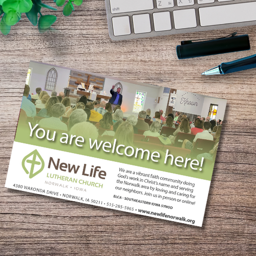 New Life Lutheran Church Welcome Postcard sample