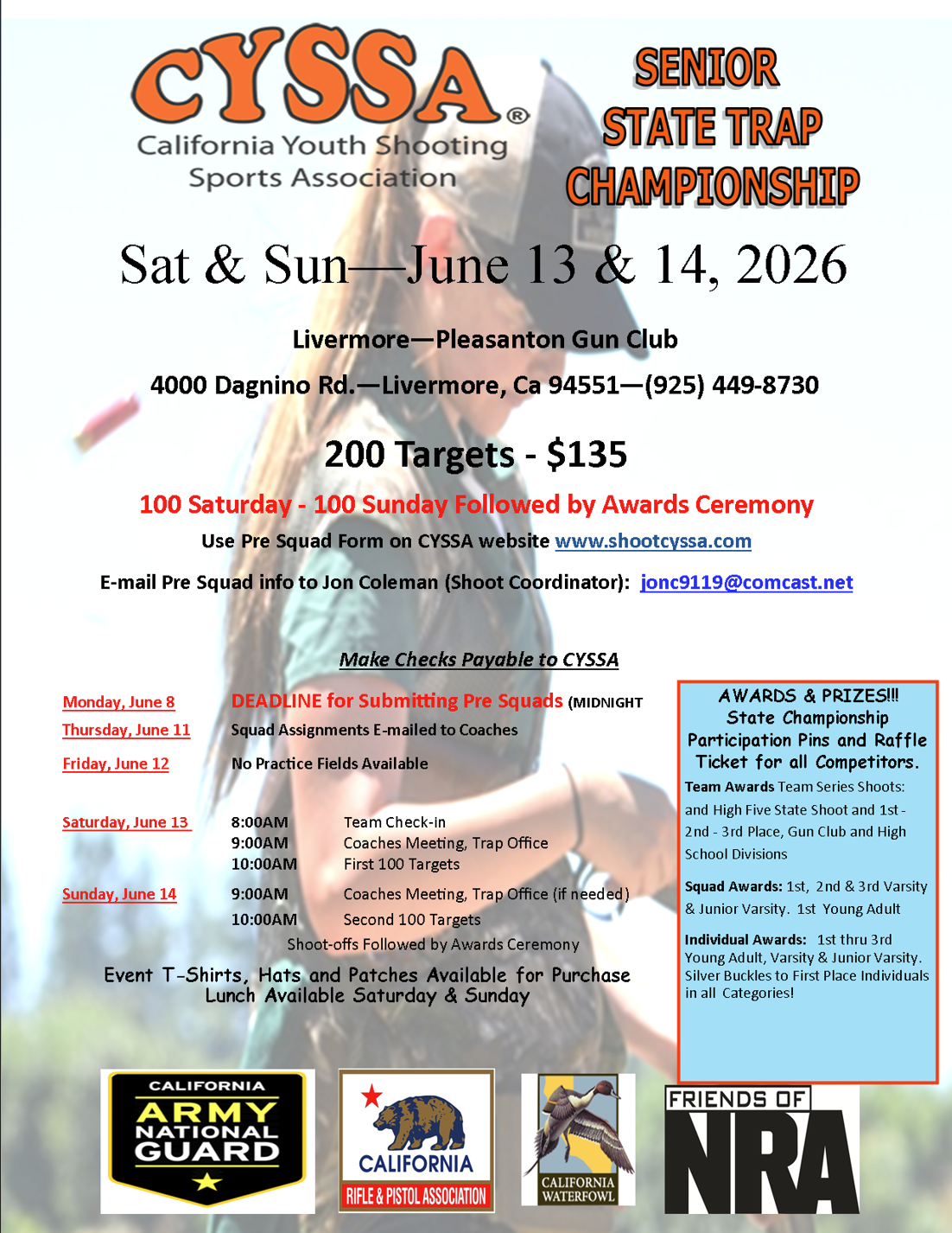 Event flyer for the 2026 CYSSA Sr. State Trap Championship