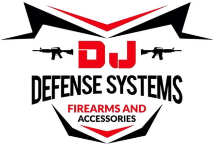 A logo for dj defense systems firearms and accessories.