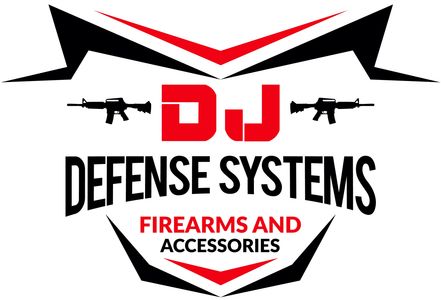A logo for dj defense systems firearms and accessories.