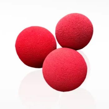 Three red textured spheres arranged in a triangle on a white background