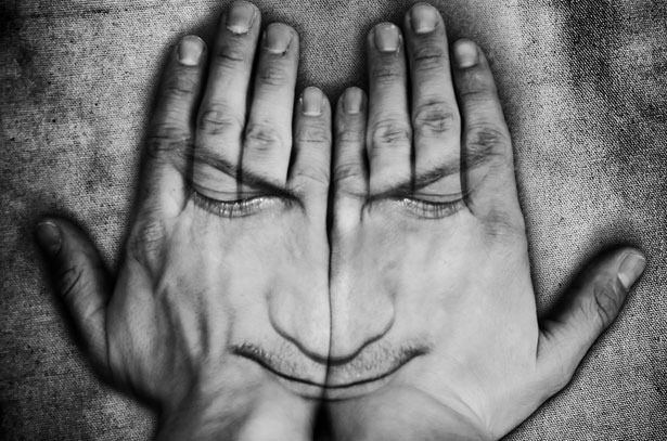 Face in hand