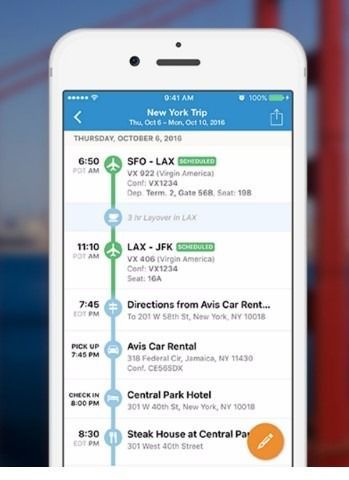 TripIt screen shot