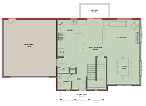 Manchester Floorplans & Elevations First Floor — Essex, VT — Dousevicz Inc