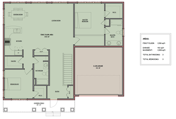 Manchester Floorplans & Elevations First Floor — Essex, VT — Dousevicz Inc
