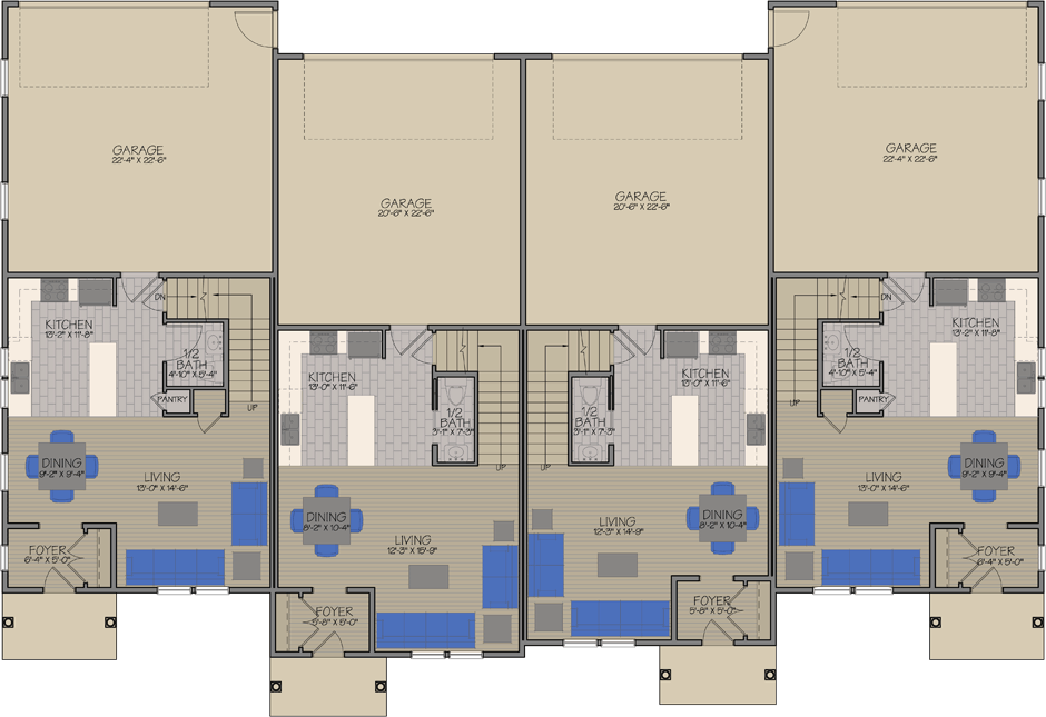 Rye 4-Plex Floorplans & Elevations First Floor — Essex, VT — Dousevicz Inc