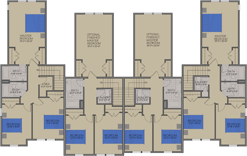 Rye 4-Plex Floorplans & Elevations Second Floor — Essex, VT — Dousevicz Inc