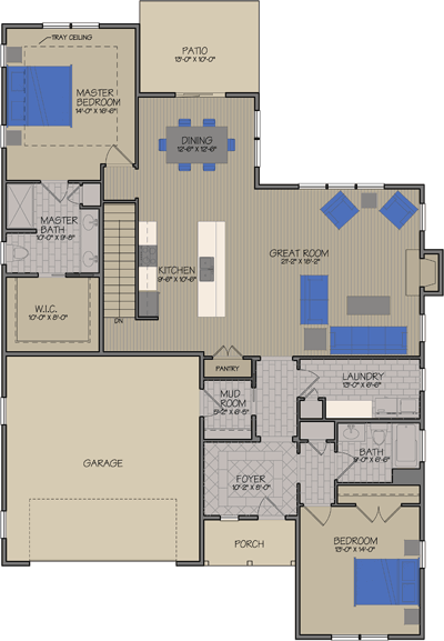 Streamside Floorplans & Elevations First Floor — Essex, VT — Dousevicz Inc