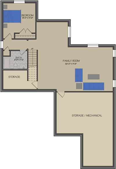 Streamside Floorplans & Elevations Basement Floor — Essex, VT — Dousevicz Inc