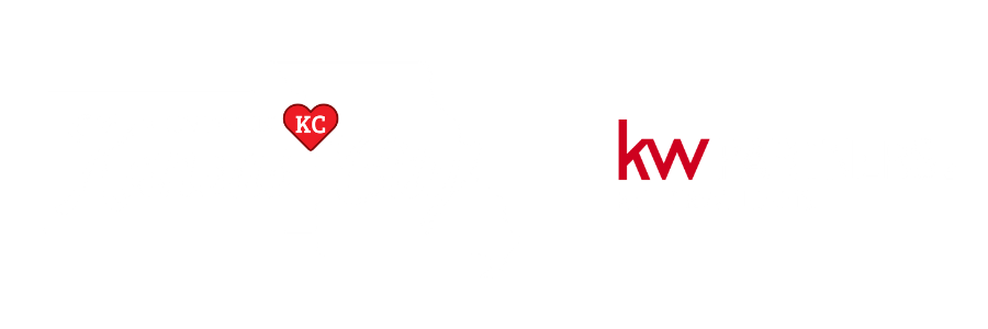 A red heart with the letters kc on it is on a white background.