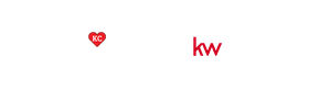 A red heart with the letters kc on it is on a white background.