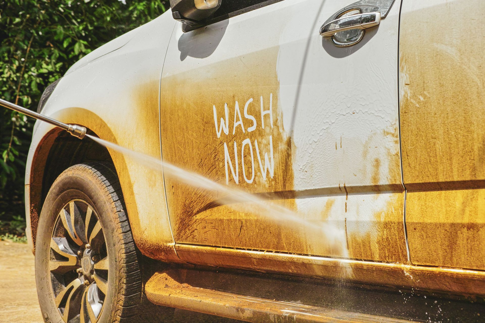 Hand-washed car exterior before and after in Auburn, AL