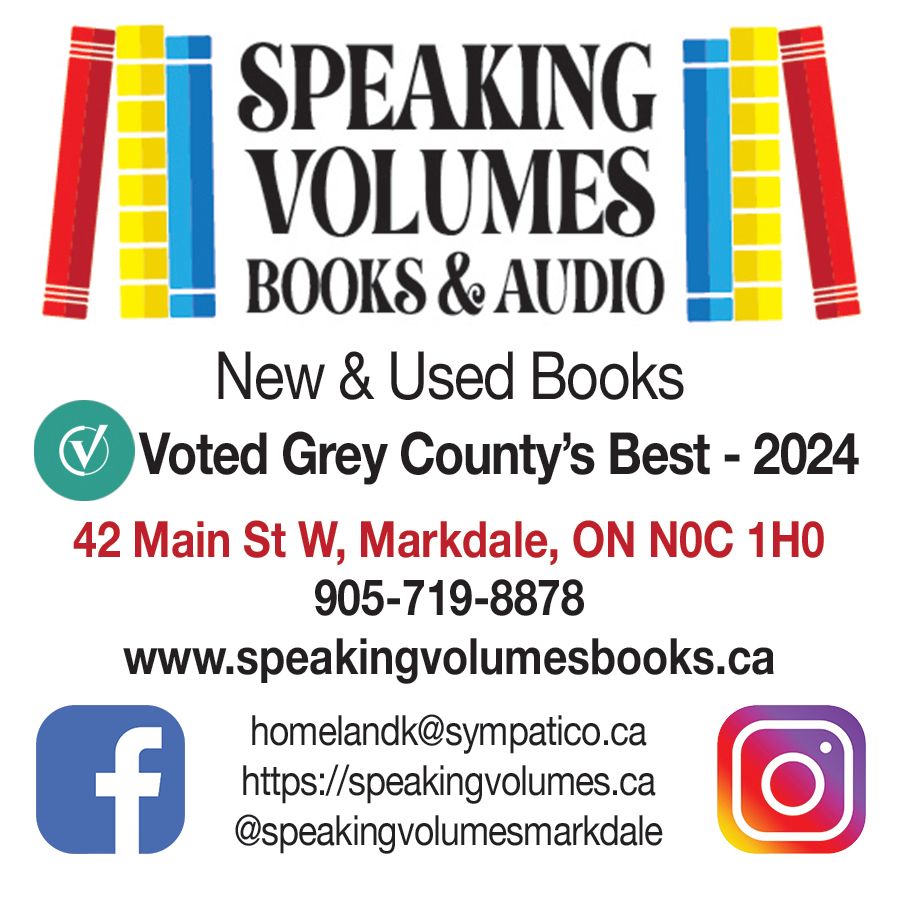 Speaking volumes books and audio Markdale, ad.