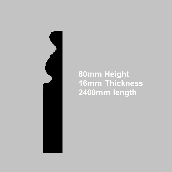 A picture of a wooden molding with measurements.