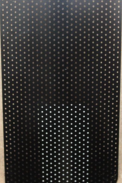 A black item with white dots on it