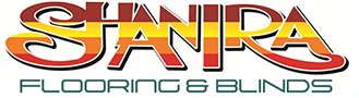 A logo for a company called shanira flooring and blinds.