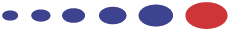 A sequence of six circles: small to large, blue to red.