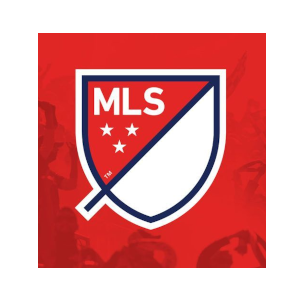 The mls logo is on a red background