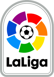 A laliga logo with a soccer ball in the center