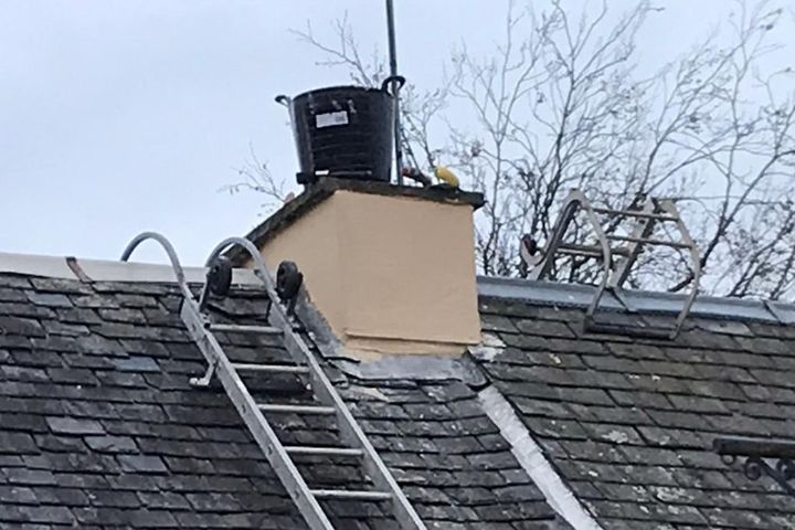 Roofers Kilmarnock rendering a chimney