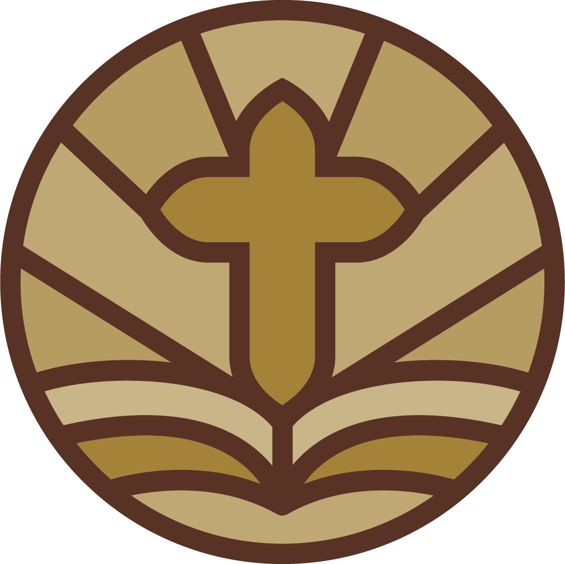 One Church icon. A cross over an open Bible.