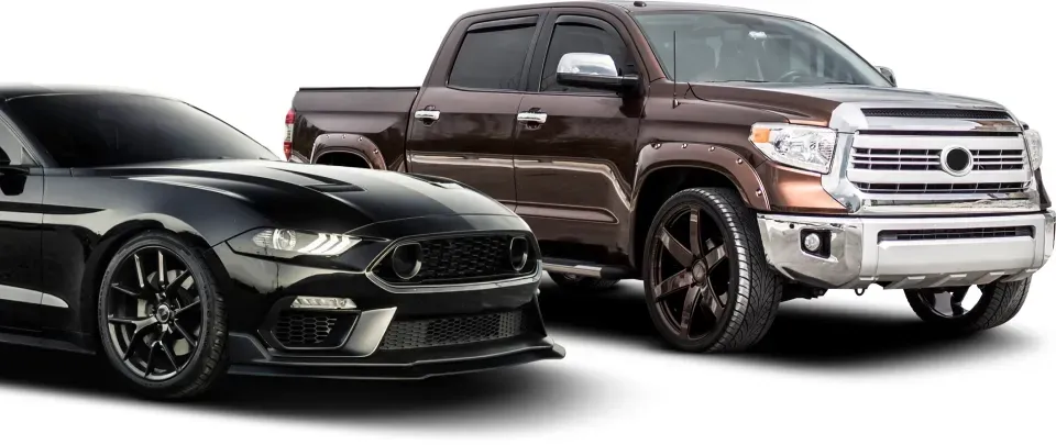 Black car and brown truck | Tedious Auto Repair