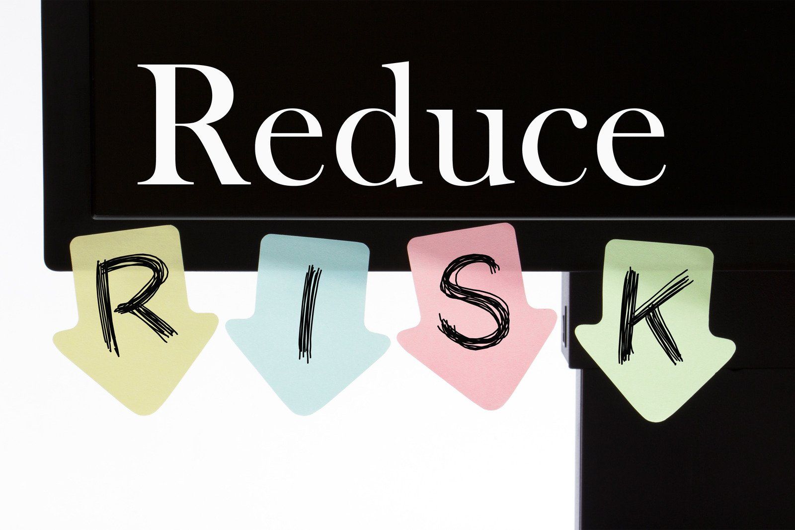 A sign that says reduce risk on it