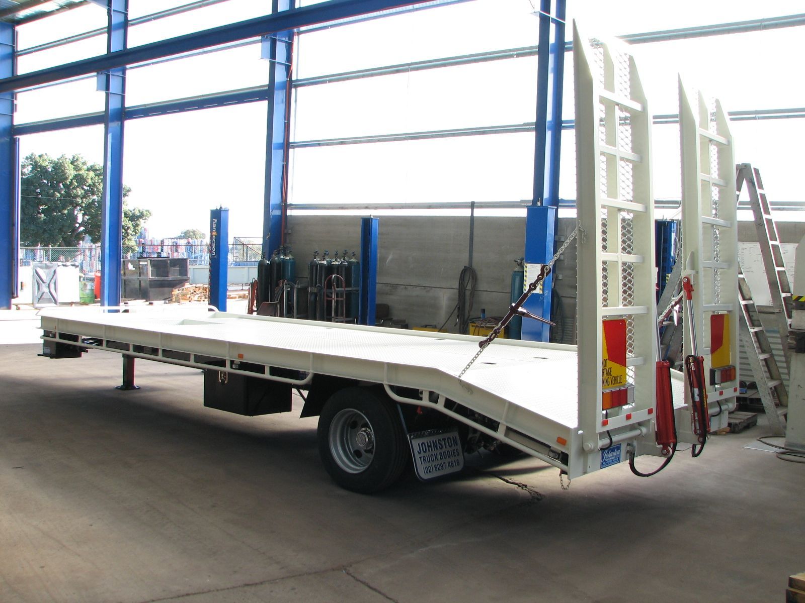 White Trailer with Ramp — Queanbeyan, NSW — Johnston Truck Bodies Pty Ltd