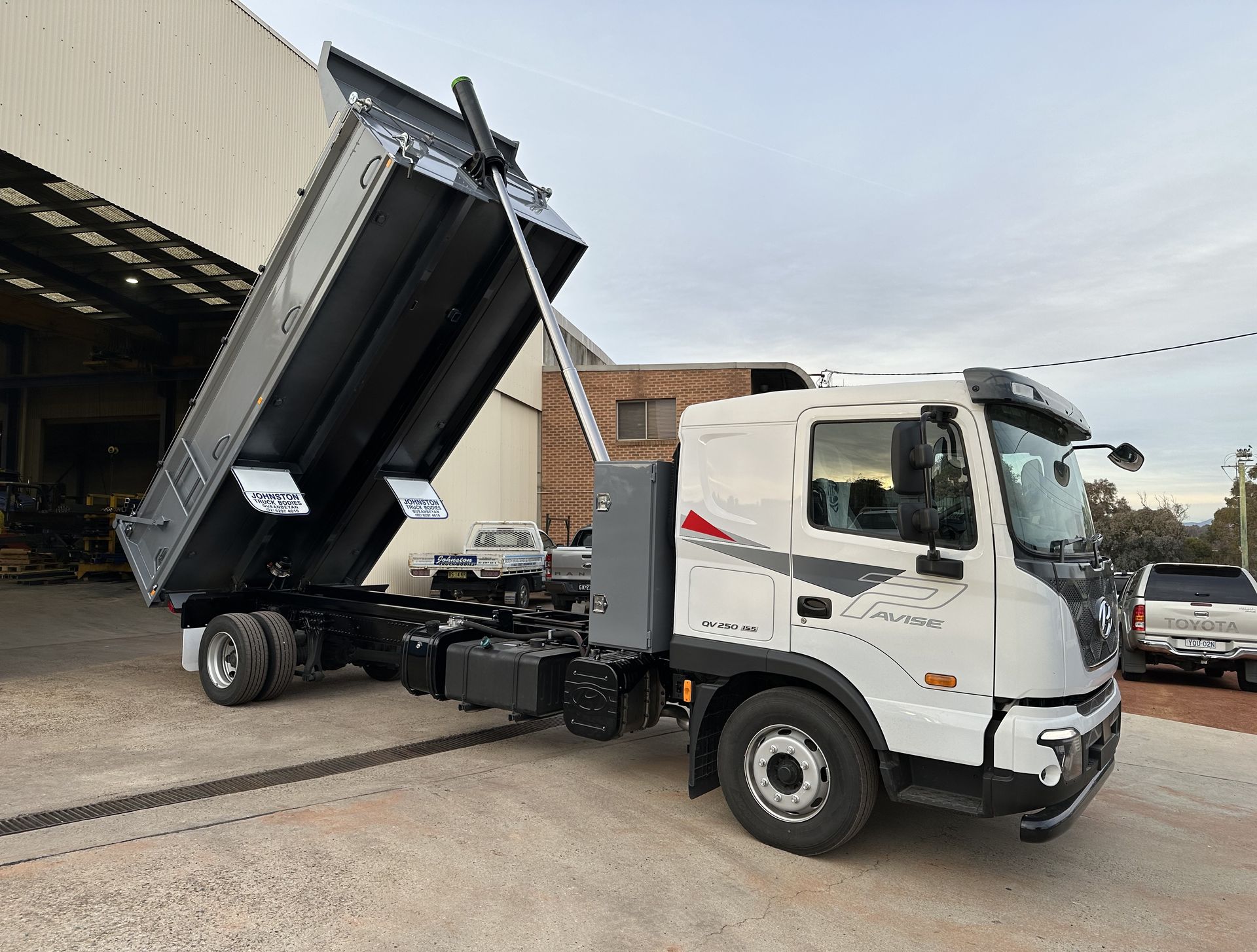Lifted Gray Tipper — Queanbeyan, NSW — Johnston Truck Bodies Pty Ltd