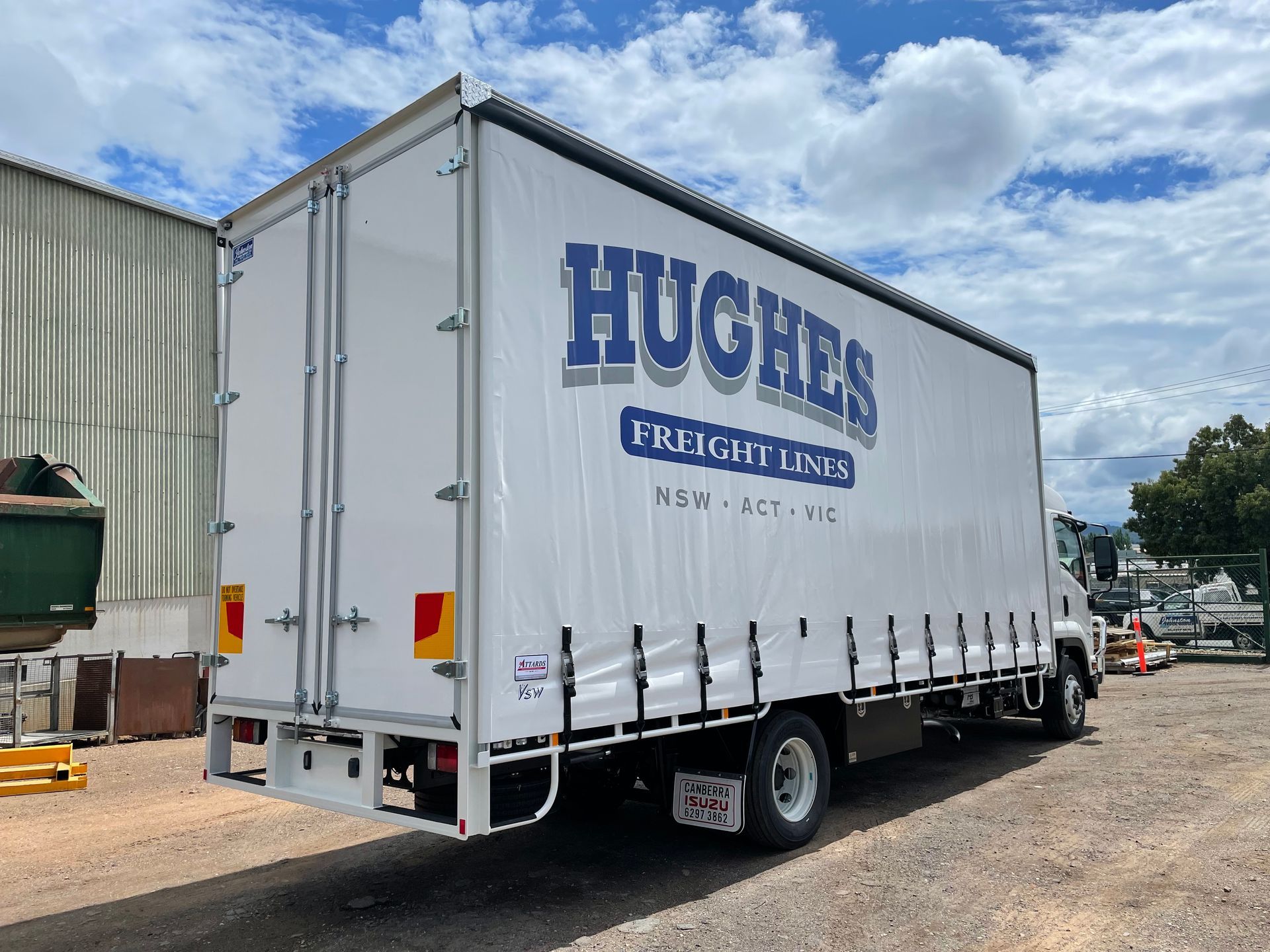 Curtainside Truck with Company Sign — Queanbeyan, NSW — Johnston Truck Bodies Pty Ltd