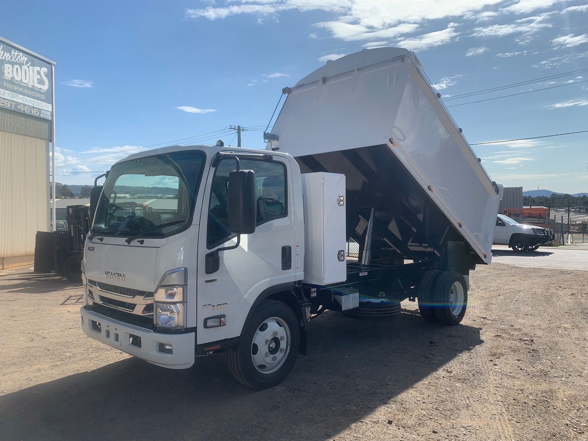 White Tipper Truck — Queanbeyan, NSW — Johnston Truck Bodies Pty Ltd