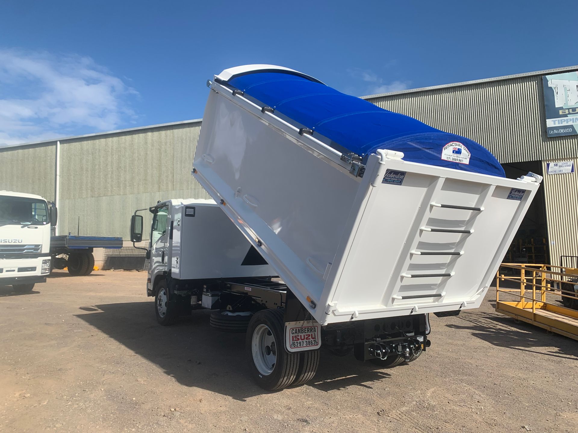 Tipper with Blue Cover — Queanbeyan, NSW — Johnston Truck Bodies Pty Ltd