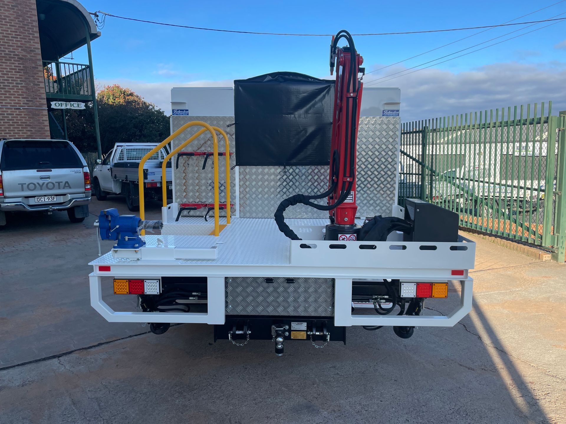 White Trailer with Equipment — Queanbeyan, NSW — Johnston Truck Bodies Pty Ltd
