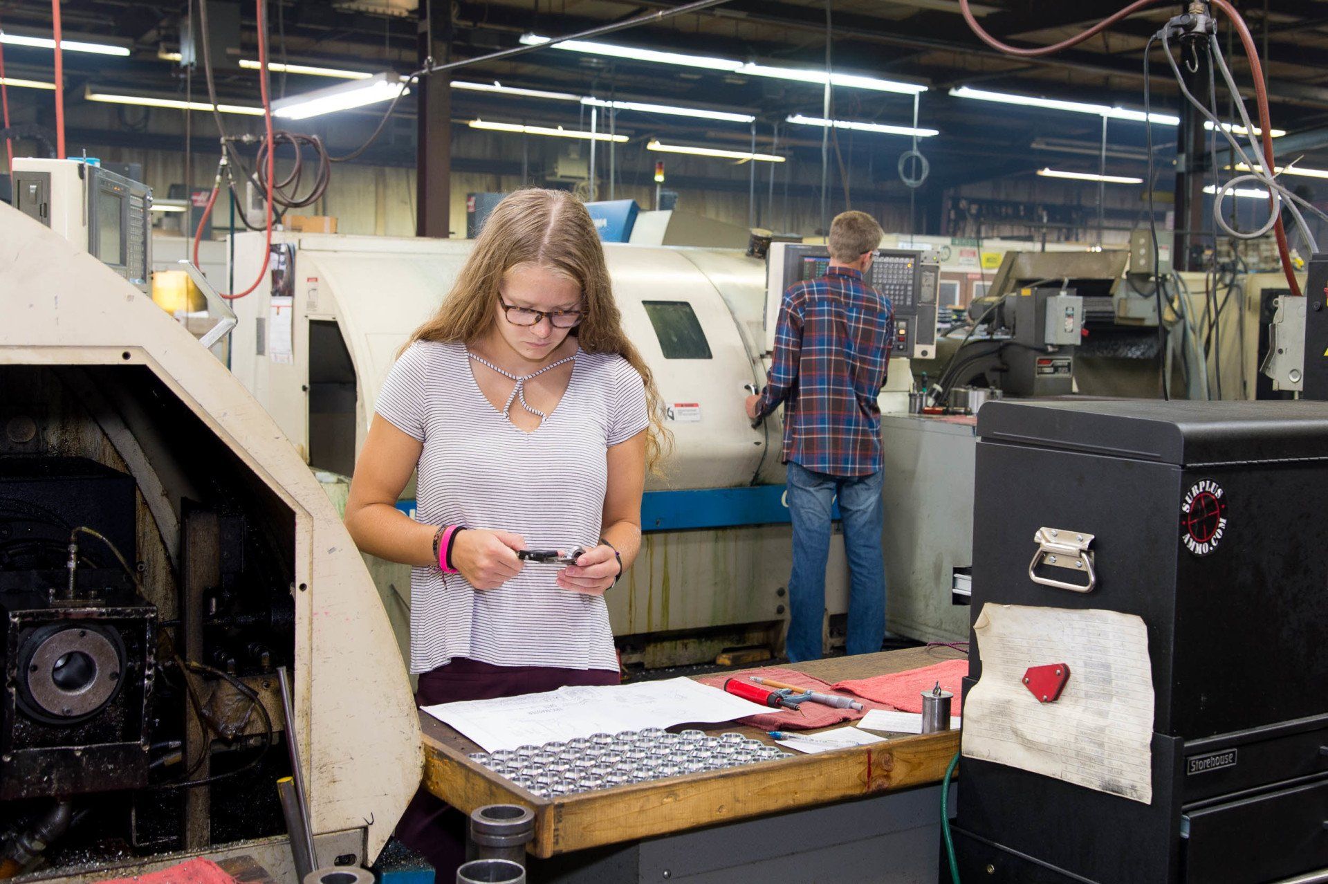 Students at machines