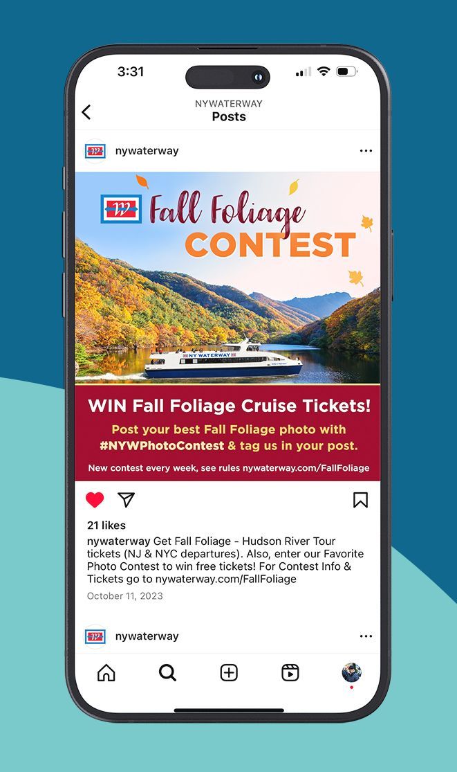 NY Waterway Fall Foliage Cruise Contest Social Post